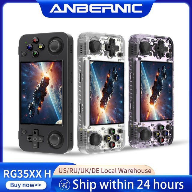 Anbernic RG35XX H Handheld-Spielkonsole in Weiß mit 3,5-Zoll-IPS-Bildschirm, 64 GB Speicher und 3300mAh Akku für Retro-Videospiele - Bild 1