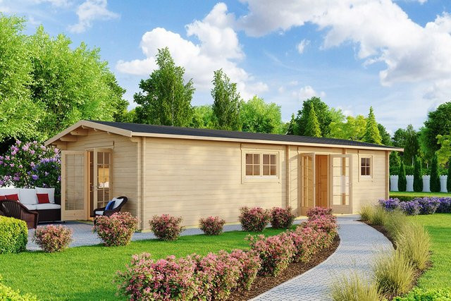 Blockbohlenhaus Murcia mit zwei Schlafzimmern, B/T: 11 x 5 m, 47 m² Wohnfläche - Bild 1