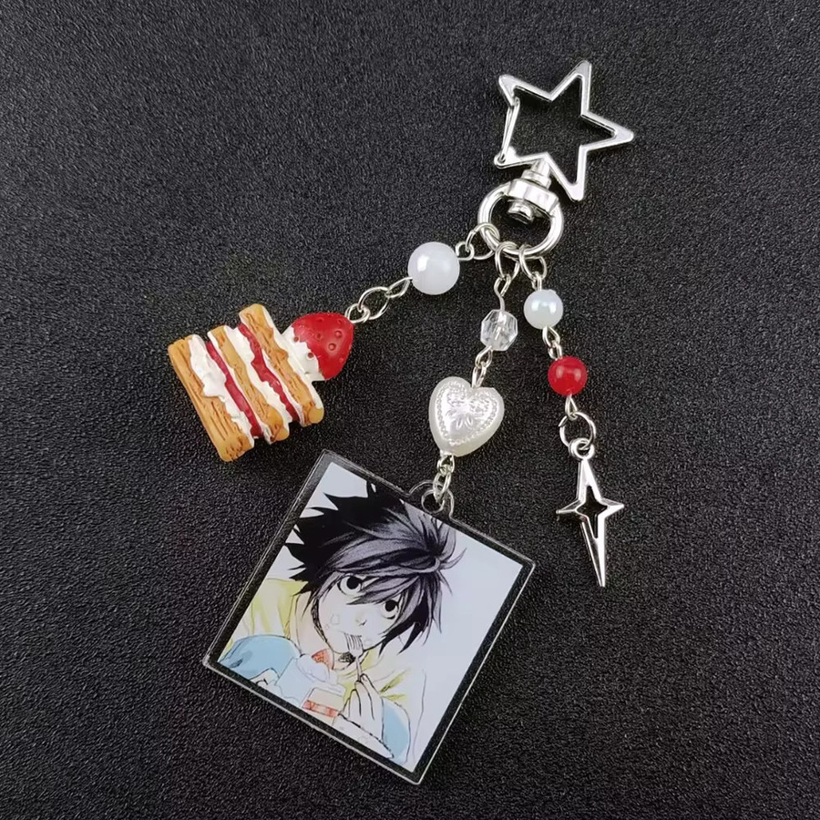 YUMEI Schlüsselanhänger L Lawliet Kuchen, Silber, Unisex - Bild 2