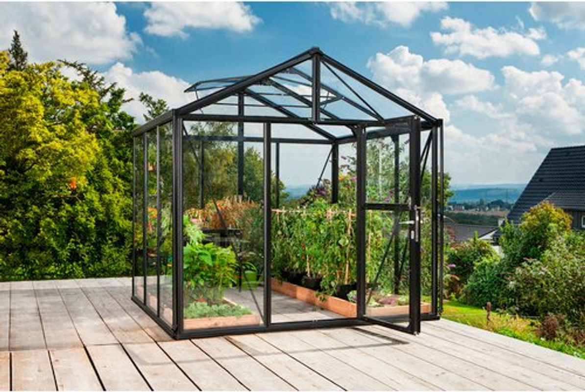 Vitavia Gewächshaus Zeus mit Satteldach und Stalltür, schwarz, 6,25 m² - Bild 3