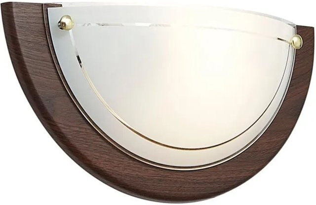 QAZQA Klassische Wandleuchte aus Walnussholz mit weißem Glas in Braun und Gold - Bild 1