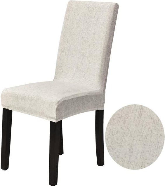 S-EMIGA Stuhlbezug mit hoher Rückenlehne in Beige mit floralem Muster, Stretch-Hussen für Esszimmerstühle, Größe Medium (Breite: 48-55 cm) - Bild 1