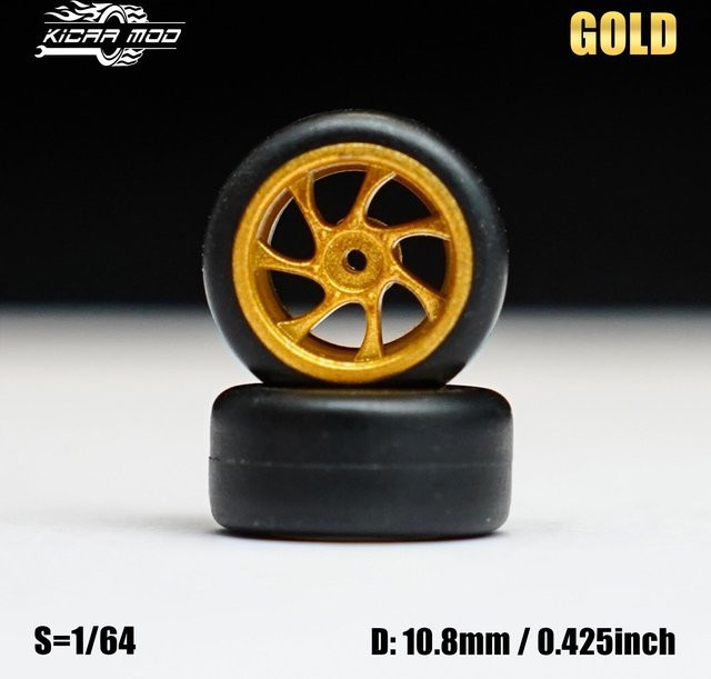 Modellauto Goldene Felge, mit Festen Gummireifen, 4er Set - Bild 1