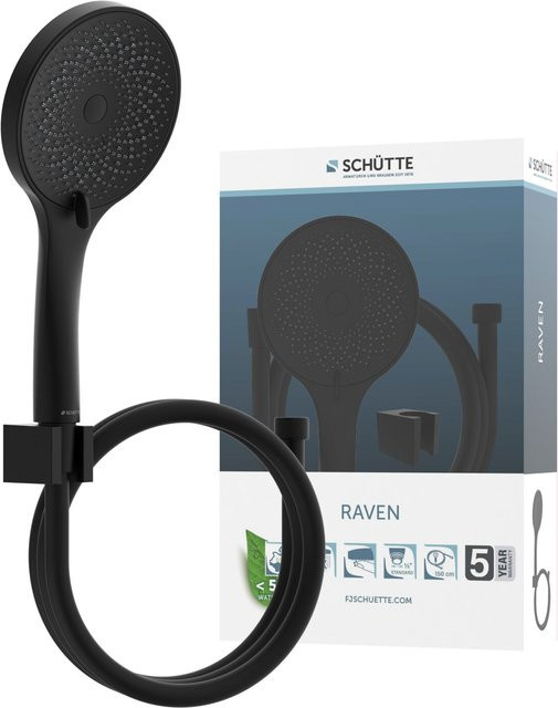 Schütte Handbrause-Set Raven in Schwarz Matt mit Regendusche und Anti-Kalk-Funktion - Bild 6