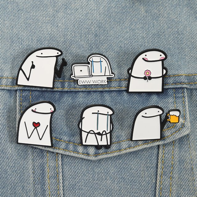 Flork Memes Emaille Pins, Bunt, Unisex, Brosche - Bild 1