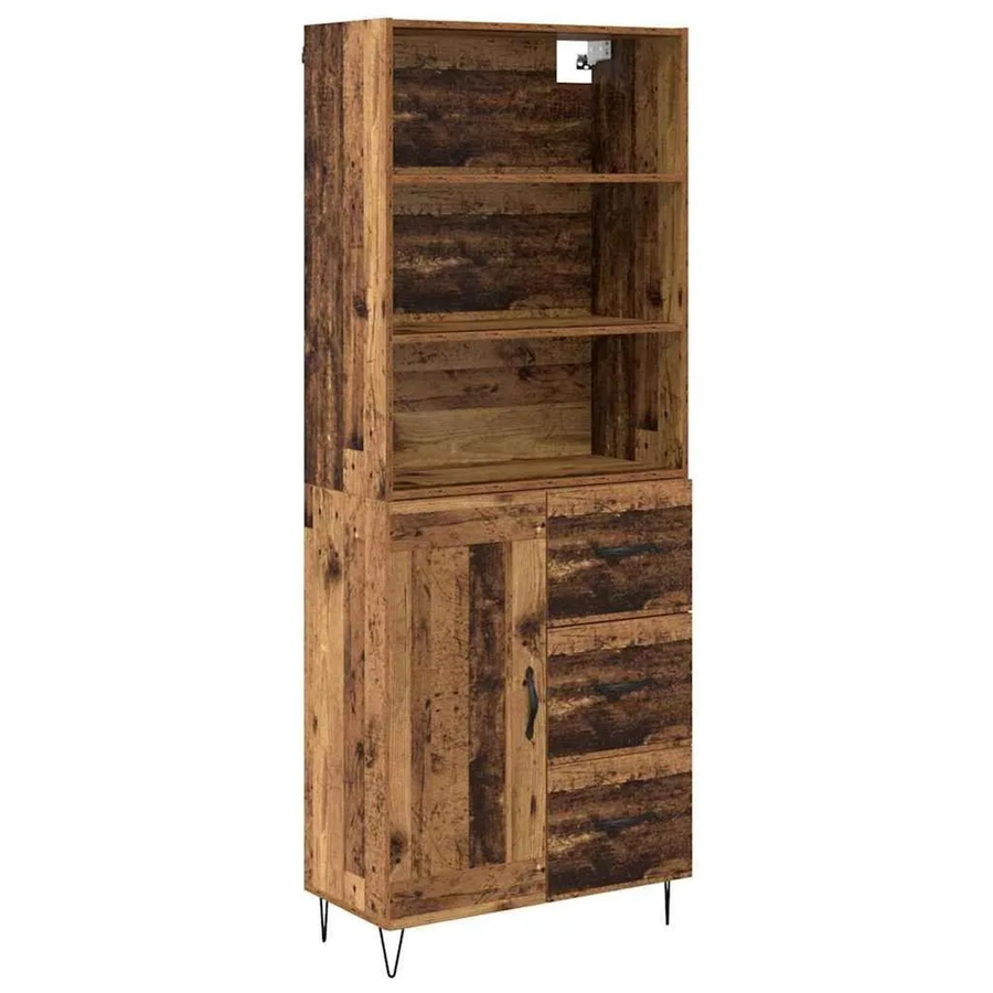 vidaXL Highboard 2-teilig im Industrie-Look aus Holzwerkstoff in Braun mit Schubladen und Türen - Bild 2