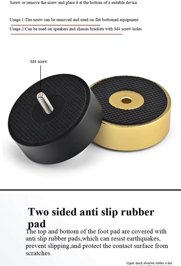 GD-PARTS Set aus 4 Lautsprecher-Spikes aus Aluminiumlegierung zur Isolation für Subwoofer und Verstärker in Gold - Bild 3