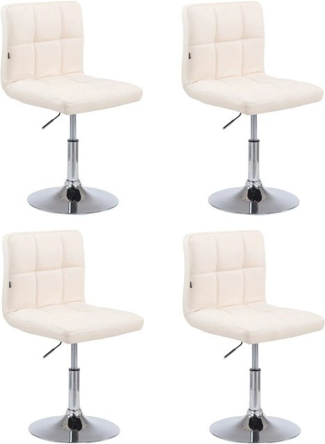 4er Set DELUKE Barhocker BANGKO in Creme, höhenverstellbare Barstühle aus Kunstleder mit Lehne und 360 Grad Drehsitz, B/T/H: 44 x 49 x 74 cm - Bild 1