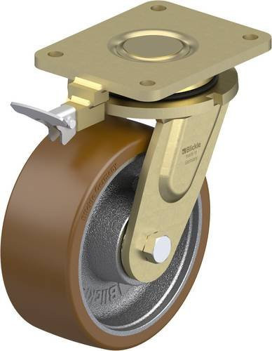 Blickle Lenkrolle 744127 LS-GB 202K-RI4 mit Feststeller, Farbe Silber, Rad-Durchmesser: 20 cm, Tragfähigkeit: 1600 kg - Bild 1