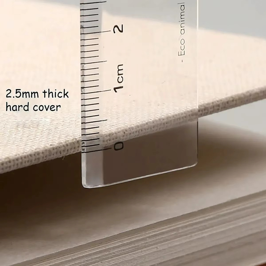 Kunst-Skizzenbuch mit abnehmbarem Leinen-Hardcover in Beige, 120 Seiten, Blanko Zeichenbuch für Schule und Schreibwaren - Bild 3