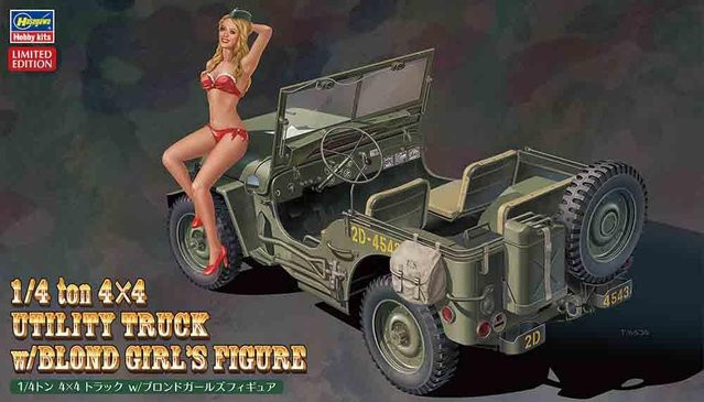 Hasegawa 1/24 4x4 Truck mit blondem Girl, Grün - Bild 1