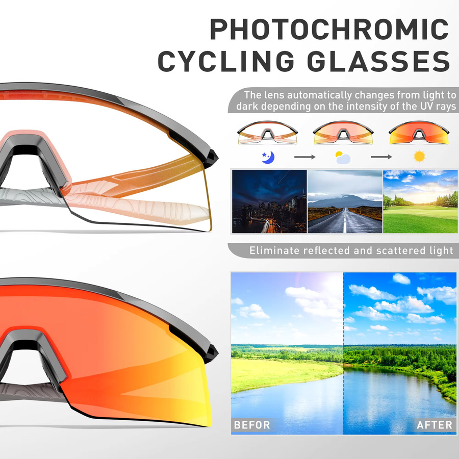 SCVCN Sportsonnenbrille, Photochrom, Unisex, Kunststoff - Bild 4