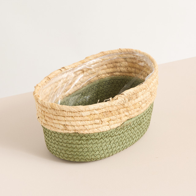 Blume2000 Primelkorb Oval in Grün als Hängekorb oder Tischpflanzgefäß aus Rattan-Optik - Bild 1