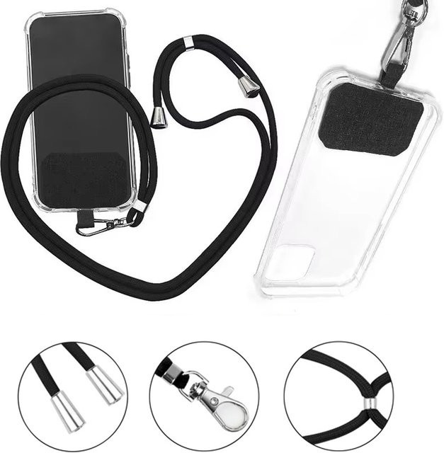Mrgabwte Universelles Handy-Lanyard in Schwarz, verstellbares und abnehmbares Kordelband als Smartphone-Umhängeband - Bild 1