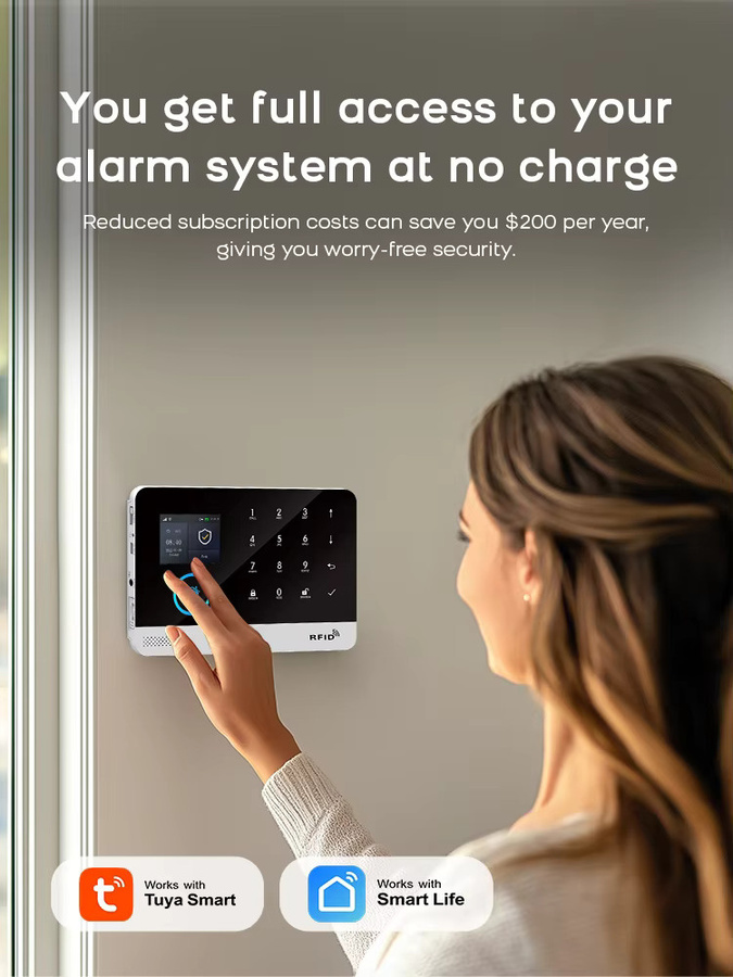 PGST Tuya Smart Home Drahtloses GSM Wifi Alarmsystem in Weiß, App-gesteuert und kompatibel mit Alexa für Wohnung, Büro und Garage - Bild 5