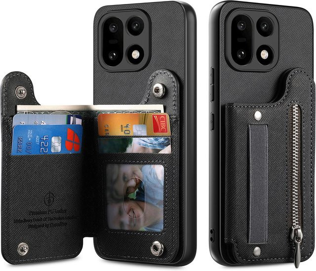 Luxus Armband Brieftasche mit Reißverschluss und Kartenhalter als stoßfeste Flip-Schutzhülle für dein OnePlus 15 in Schwarz oder Grün - Bild 1