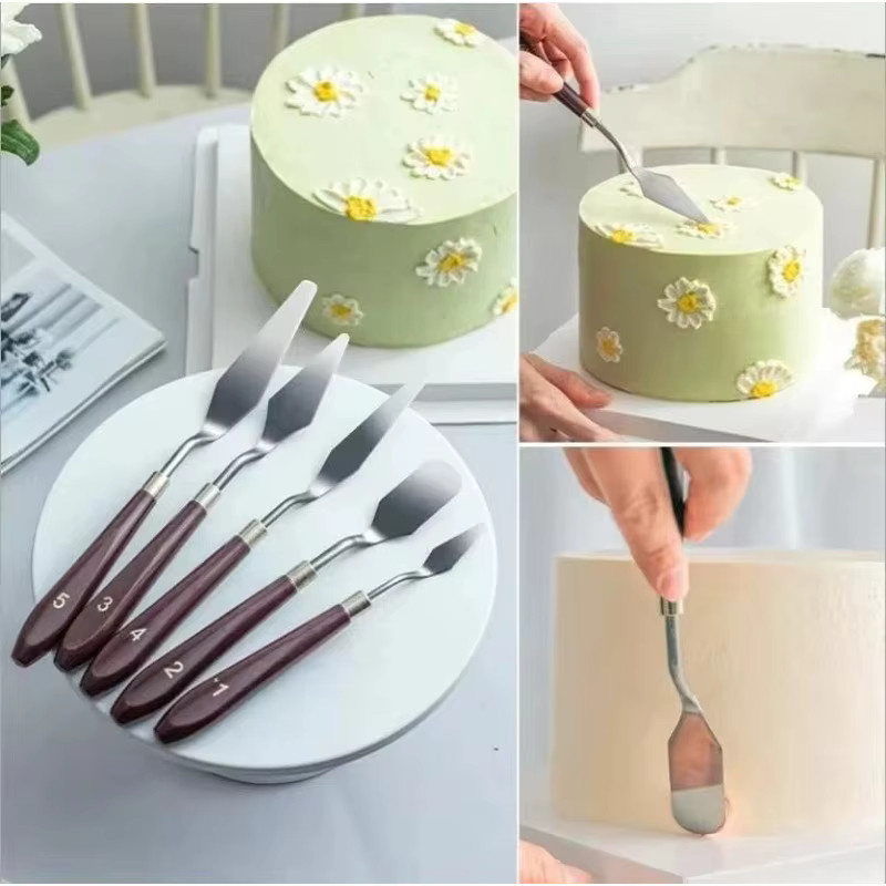 FAIS DU 5er Set Kuchencreme-Spachtel aus Edelstahl in Silber und Braun zum Dekorieren und Backen - Bild 4