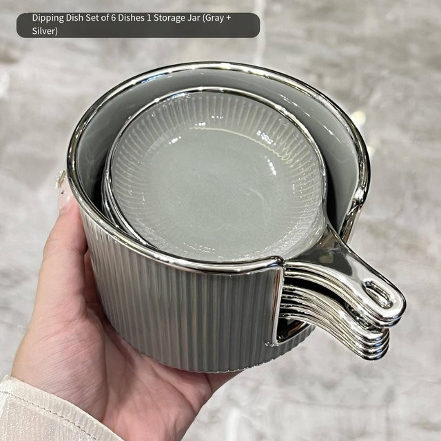Yiran Furniture Keramik-Dip-Schale für Gewürze und Saucen, Grau - Bild 1