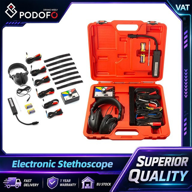 Podofo Elektronisches Chassis-Diagnose-Kit 6-Kanal T-Mobiles System zur Geräuscherkennung von Motor und Getriebe inklusive Headset 800mV/g 24kHz - Bild 1