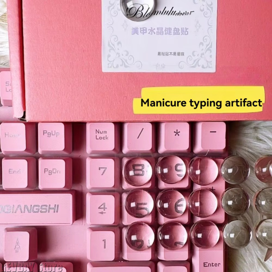 GEVBAY Tastaturaufkleber mit erhöhtem Polster für lange Nägel, vergrößerte Buchstaben als Schutzhülle für Tastatur-Zubehör - Bild 3