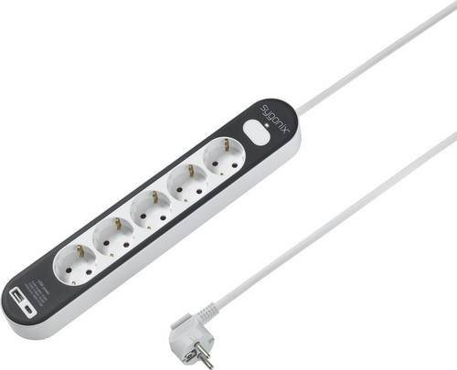 Sygonix Steckdosenleiste SY-4755368 mit Schalter und USB-C in Weiß und Grau - Bild 1
