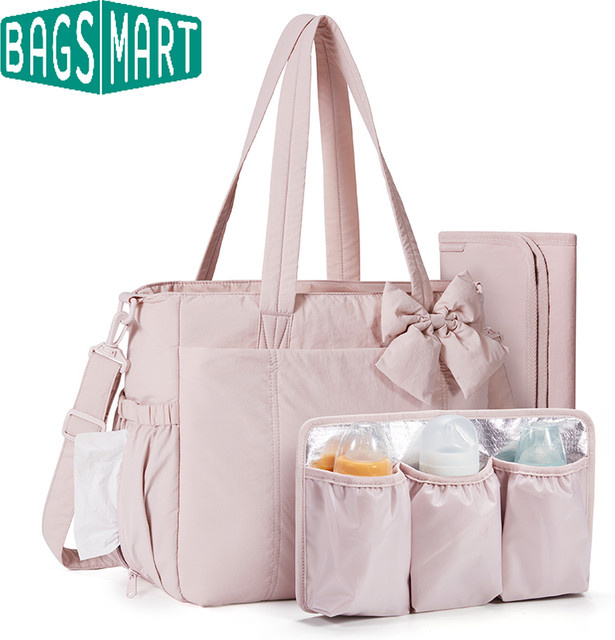 BAGSMART Mama-Wickeltasche als multifunktionaler Kinderwagen-Organizer und Babywindel-Handtasche mit großer Kapazität in Schwarz oder Pink, B/H: 32,0 x 38,0 cm - Bild 1