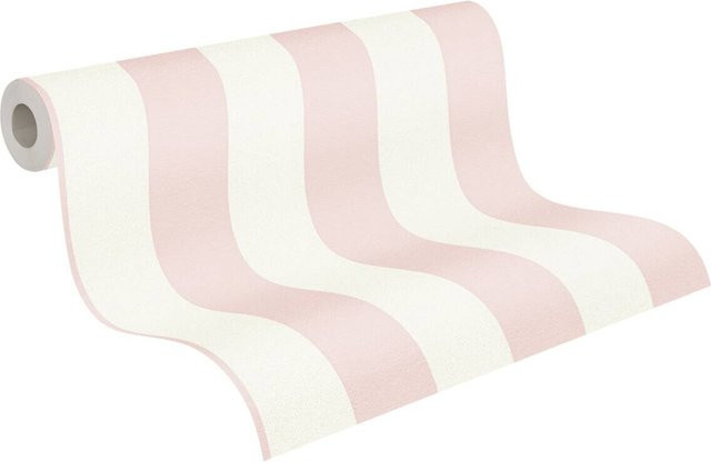 A.S. Création Vliestapete Streifen Design in Pink Beige und Weiß für Kinderzimmer Breite: 53 cm, Länge: 1005 cm - Bild 1