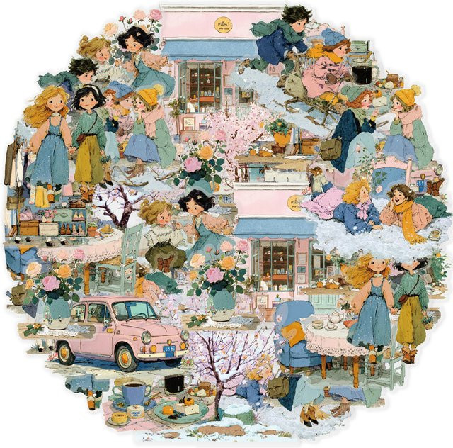 Etori Life Friends Gathering Retro Cute Girl Aufkleber, Multicolour - Bild 1