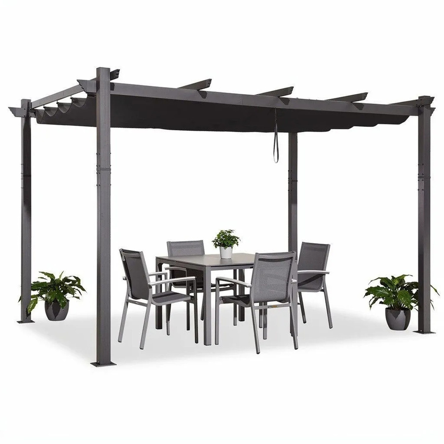 Purple Leaf Aluminium Pavillon mit Schiebedach in Grau, B/T/H: 300 x 400 x 245 cm - Bild 2