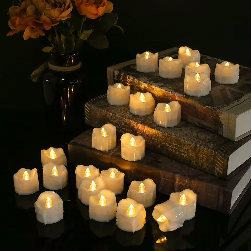Elektrisches Tropfwachs-LED-Teelicht in Weiß mit Fernbedienung und Timer für Halloween und Weihnachten - Bild 5