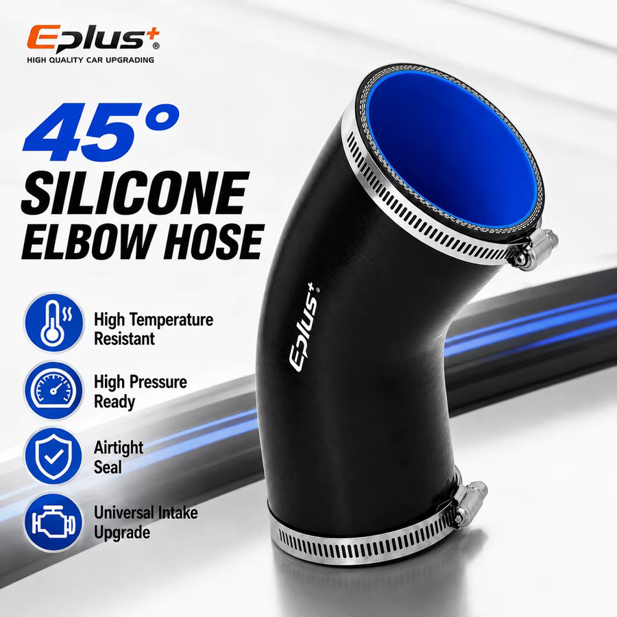 EPLUS Schwarzer Silikonschlauch mit 45-Grad-Winkel als universeller Auto-Luftansaugadapter und Ladeluftkühler-Turbo-Rohr-Adapter - Bild 3