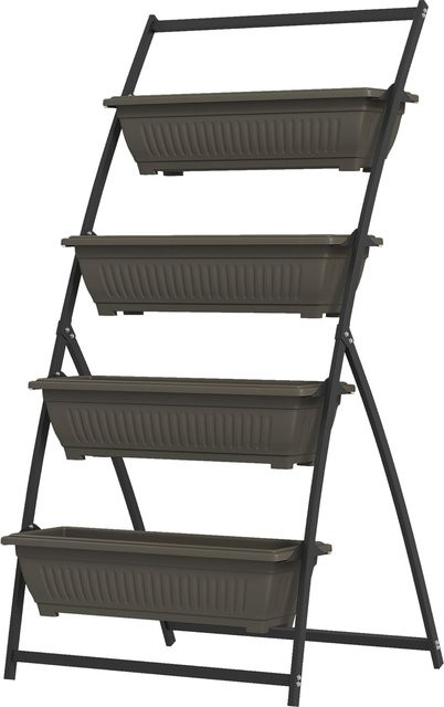 Outsunny Pflanzenständer mit 4 Etagen als Blumenregal in Braun, B/T/H: 76 x 79 x 162 cm - Bild 1
