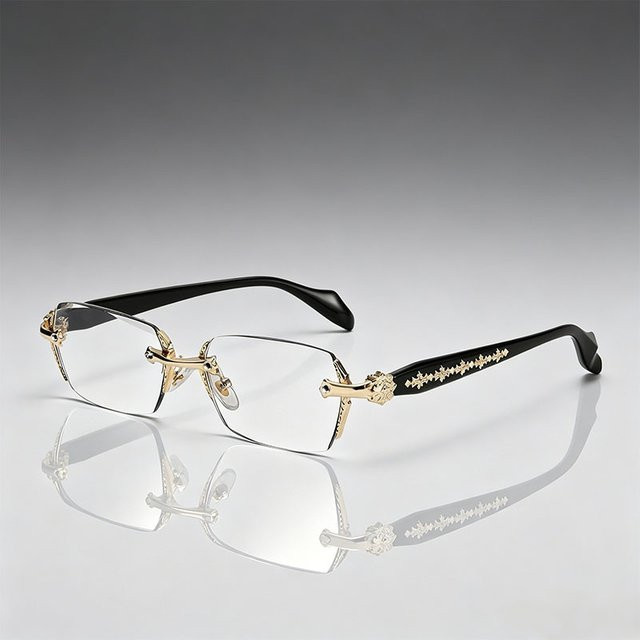 CHUANCHEN Lesebrille, quadratisch, randlos, Metall, Unisex - Bild 1