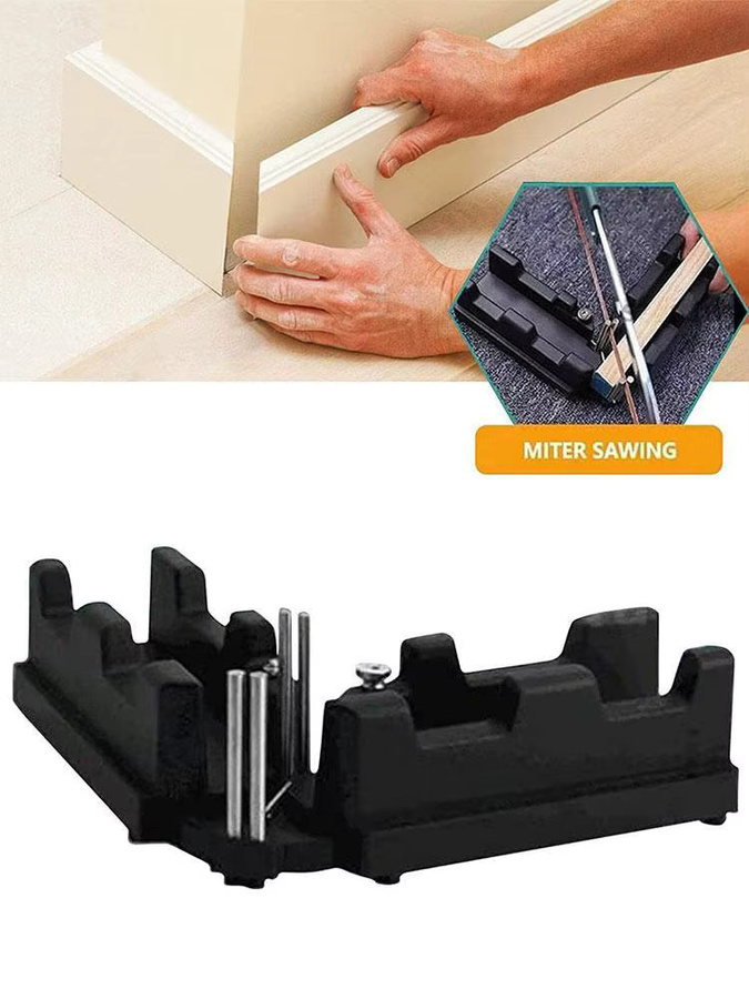 2-in-1 Schräglehre und Gehrungsbox in Schwarz als Gehrungsmessgerät und Schneidwerkzeug für Fußleisten - Bild 7