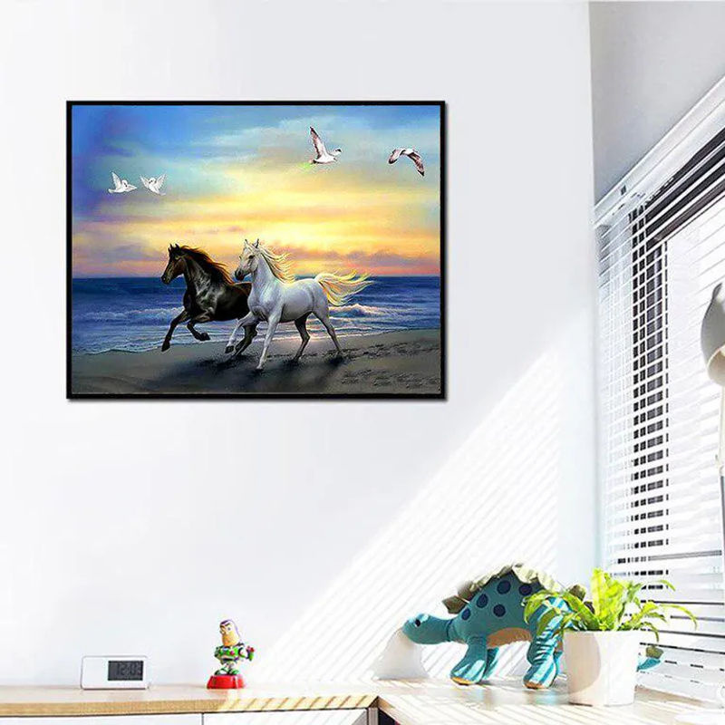 FIYO Diamond Painting Set Pferd Motiv in Mehrfarbig, Wanddeko mit Tierprint, Breite: 30 cm, Höhe: 20 cm - Bild 4