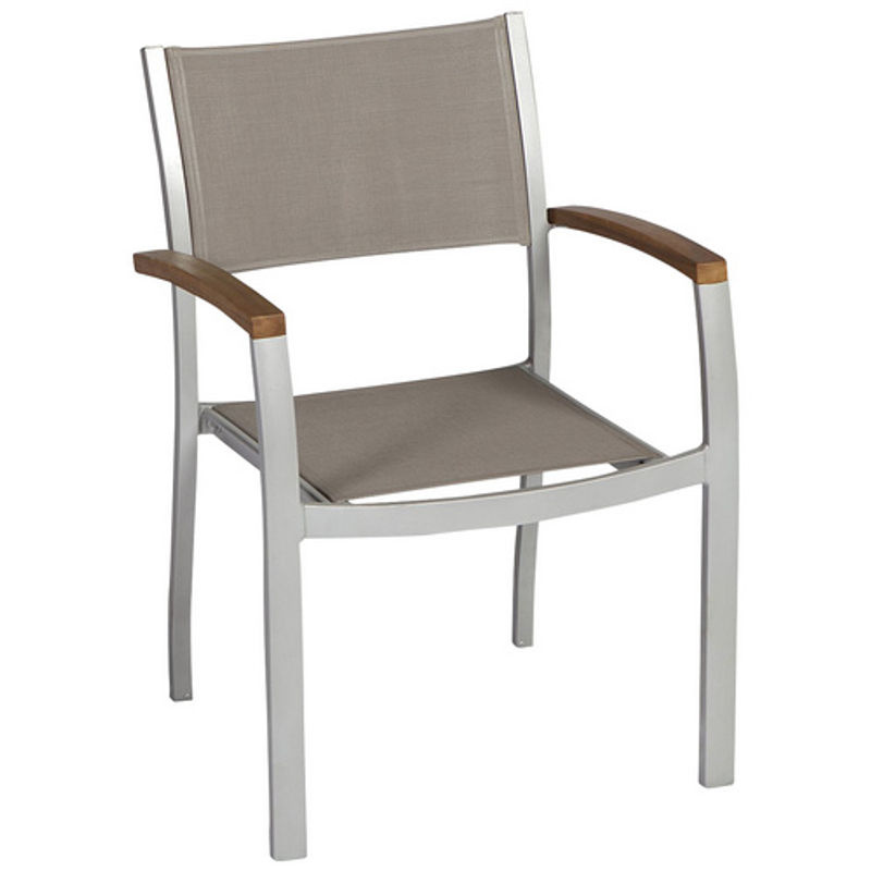 MERXX Gartenmöbel Naxos Essgruppe für 6 Sitzplätze aus Aluminium, Akazienholz und Textil in Grau/Silberfarben - Bild 3