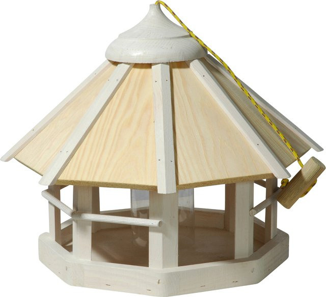 DOBAR Vogelhaus Camouflage 2.0 mit Futtersilo, 8-eckig, hängend, weiß, B/T/H: 40 x 40 x 33 cm - Bild 1