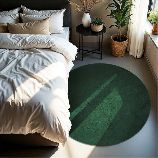 tectake Soft Zone Kurzflorteppich rund, Grün, Durchmesser: 120 cm, Höhe: 1,5 cm - Bild 1