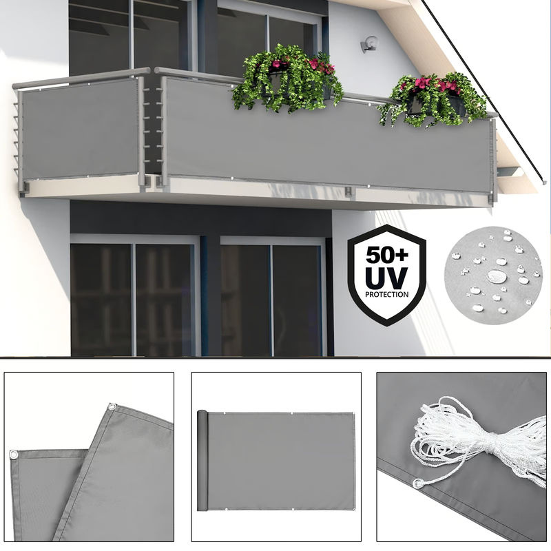 DETEX Sichtschutz für Balkon in Betonoptik, Farbe: Grau, Länge: 5 m - Bild 2