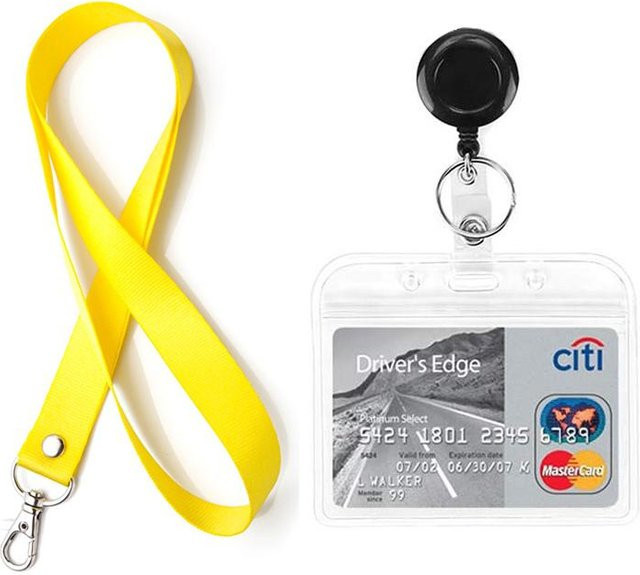 Yiran Furniture Namenskartenhalter und Schlüsselanhänger Set mit Lanyard in Gelb - Bild 1