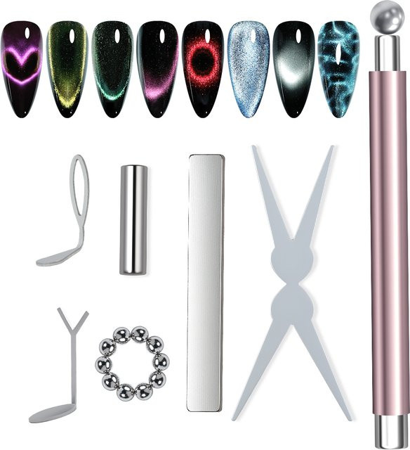 Misscheering Katzenaugen-Magnet-Set, Silber, Schimmernd - Bild 1