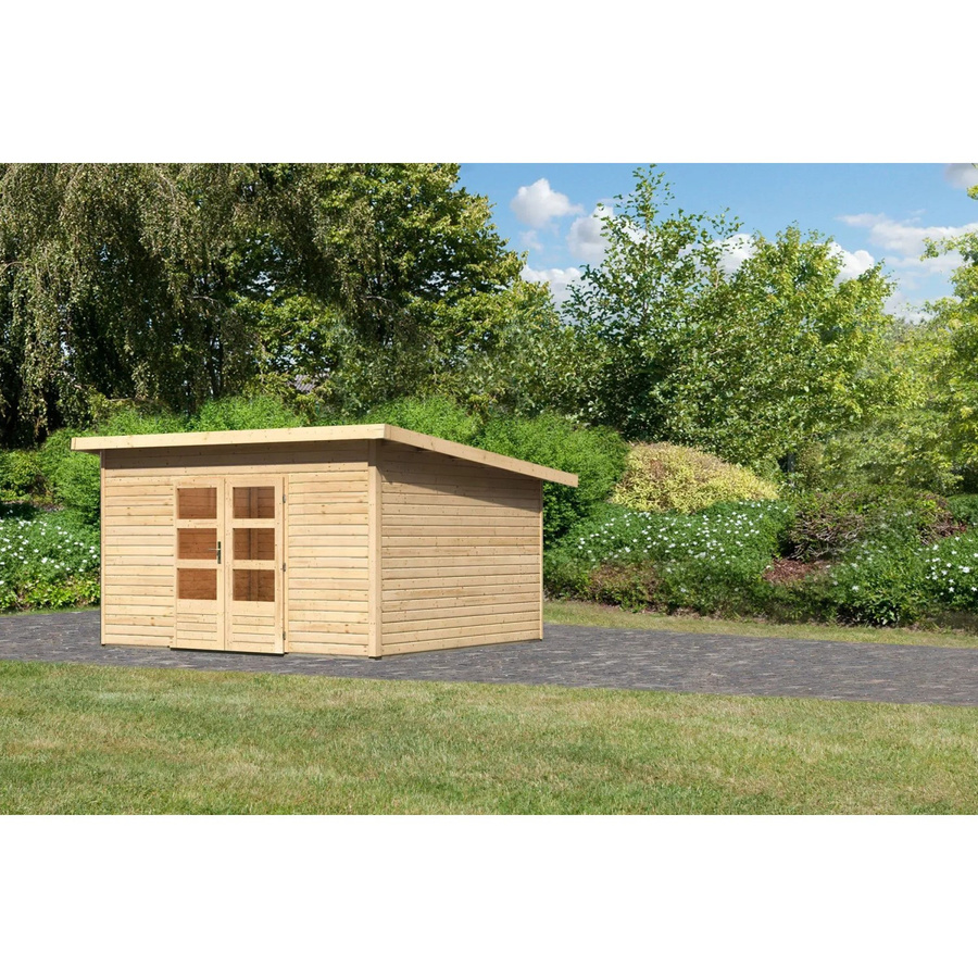 Karibu Holz-Gartenhaus Karlskoga 5 mit Pultdach in Braun, B/T: 365 x 365 cm - Bild 2