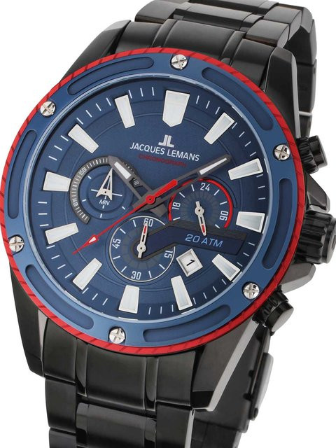 Jacques Lemans Chronograph, Quarz, Edelstahl, Blau, 48 mm, Herren - Bild 1