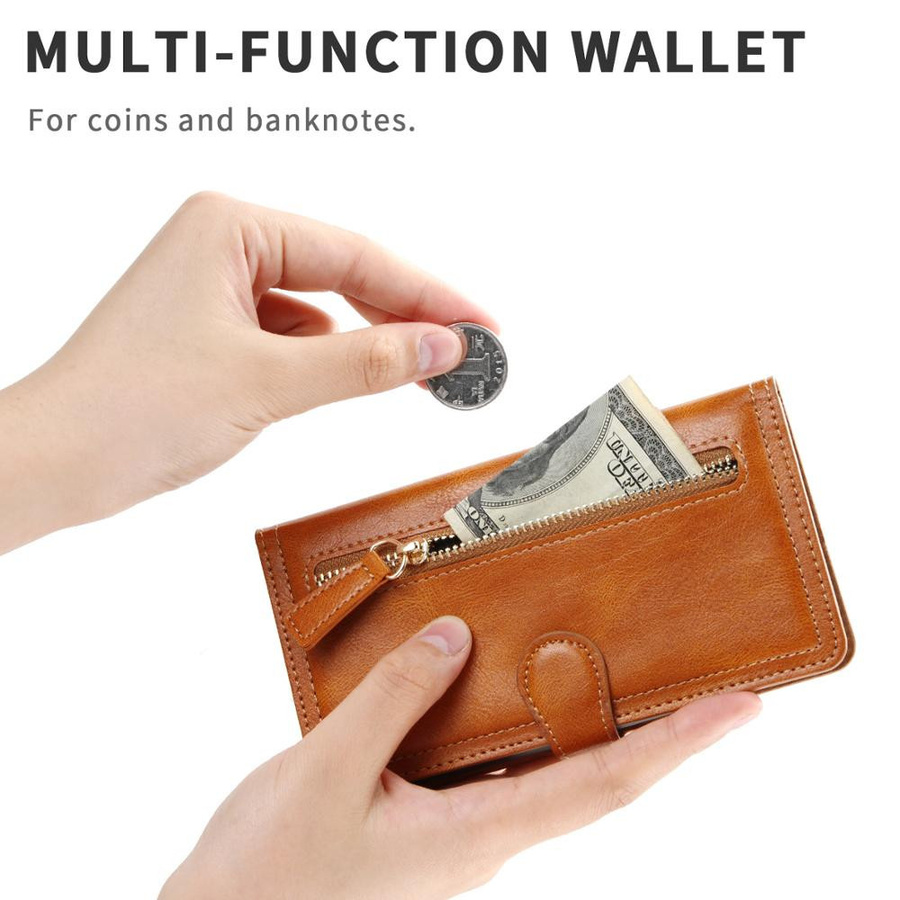 Samsung Leder Klapphülle mit Reißverschluss als Brieftasche für Galaxy S20 FE Fan Edition in Braun - Bild 4