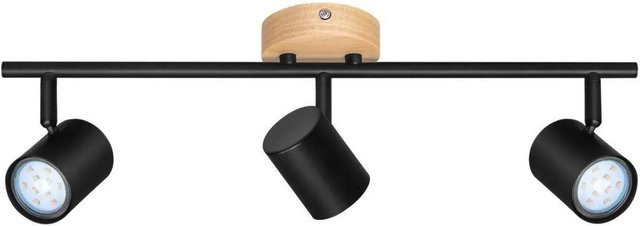 NETTLIFE Deckenstrahler im Industrial Design aus Holz und Metall, Schwarz, verstellbar mit GU10 Leuchtmittel Ersatz möglich - Bild 1
