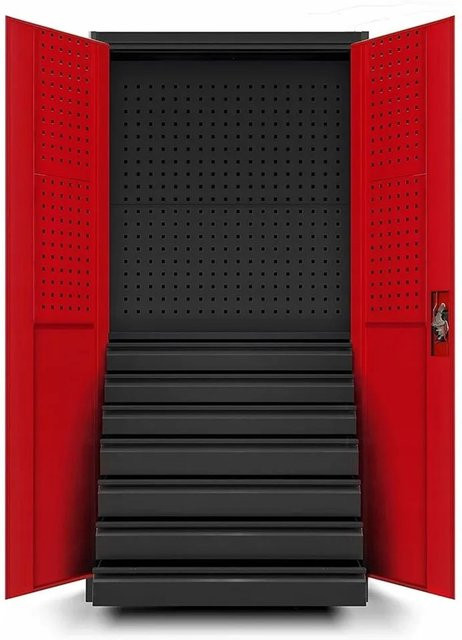 Jan Nowak Werkzeugschrank DAREK Werkstattschrank aus Stahl in Anthrazit-Rot, H x B x T: 185 x 92 x 50 cm - Bild 1
