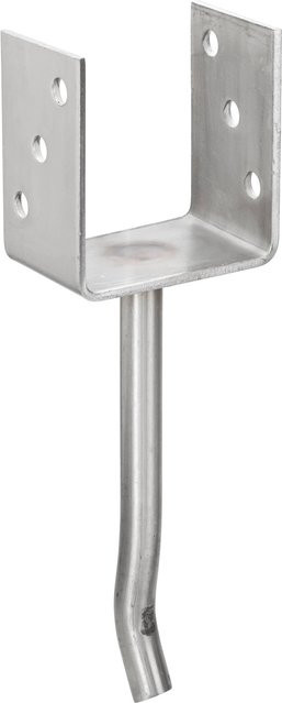 LUX-TOOLS Pfostenträger U-Form mit Steindolle aus Edelstahl in Silber, B/T/H: 20,0 x 9,1 x 6,0 cm - Bild 1