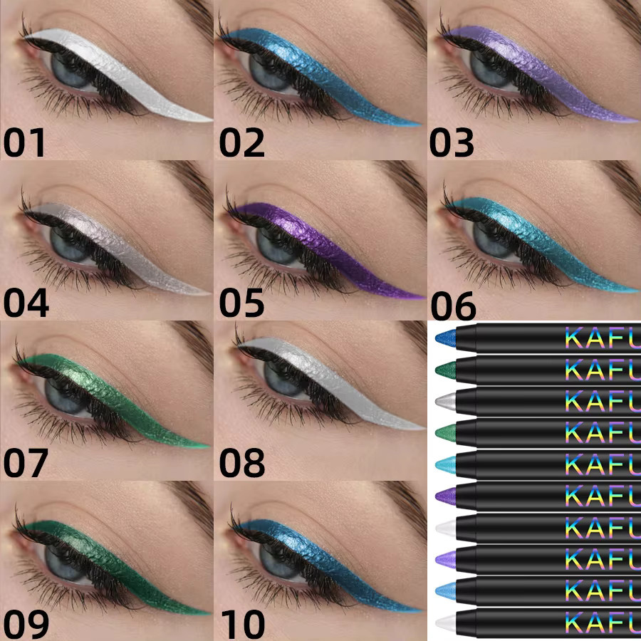 KAFURUX Eyeliner-Stift, 10-farbig, metallic, wasserfest - Bild 4