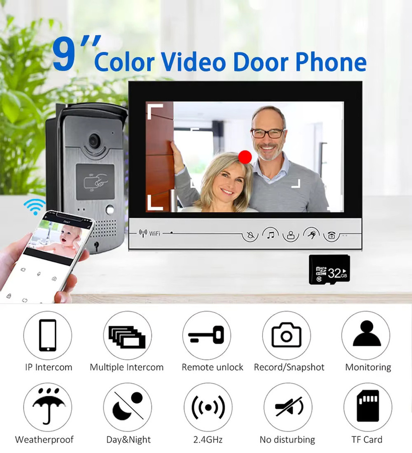 Tuya Intelligente WLAN Türklingel mit 9 Zoll Farbdisplay und App-Steuerung inklusive Intercom und Zugangskontrollsystem - Bild 3