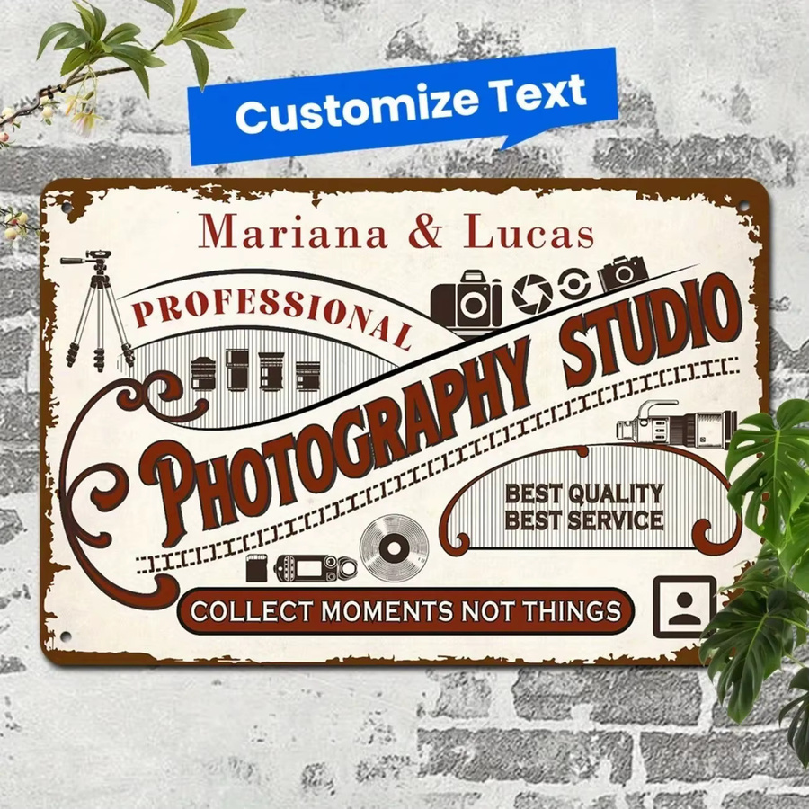 CIFBUY Individuelles Vintage Fotostudio Aluminium-Schild Personalisierte Wanddekoration für Zuhause, Bar oder Fotostudio - Bild 3